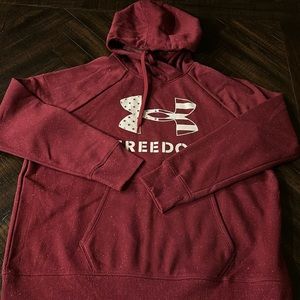 Red under armor long sleeve hoodie with freedom logo
